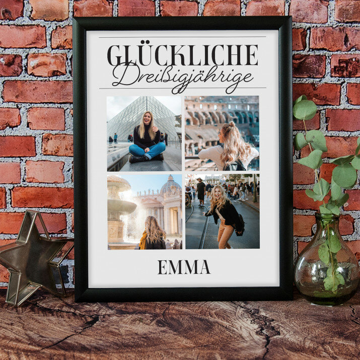 Glückliche Dreißigjährige - Collage aus Fotos
