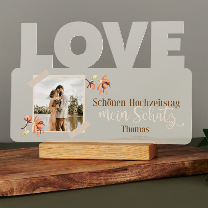 Schönen hochzeitstag - Aufdruck auf Acrylglas LOVE