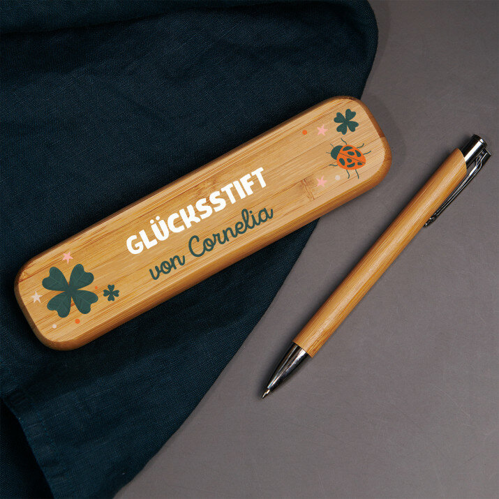 Glücksstift - Kugelschreiber im Holzetui