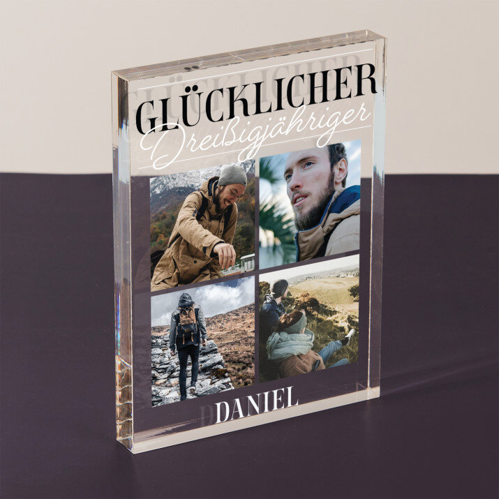 Glücklicher Dreißigjähriger - Acrylblock