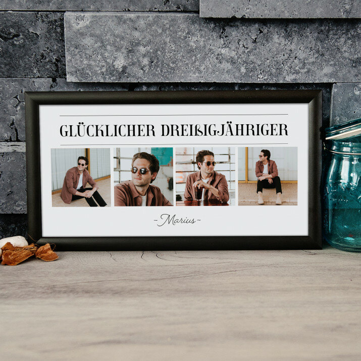 Glucklicher Dreißigjähriger - Kunstdruck mit Rahmen