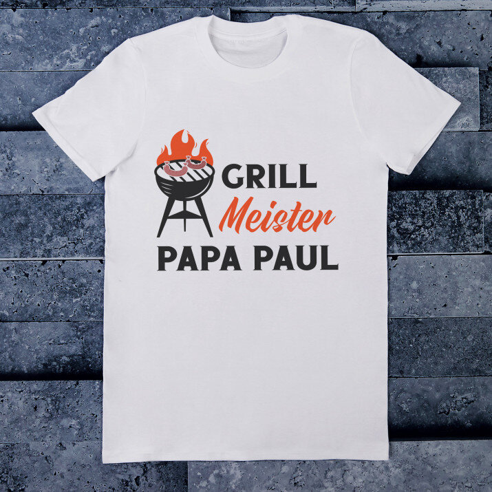 Papa Grillmeister - T-Shirt mit Aufdruck für Herren