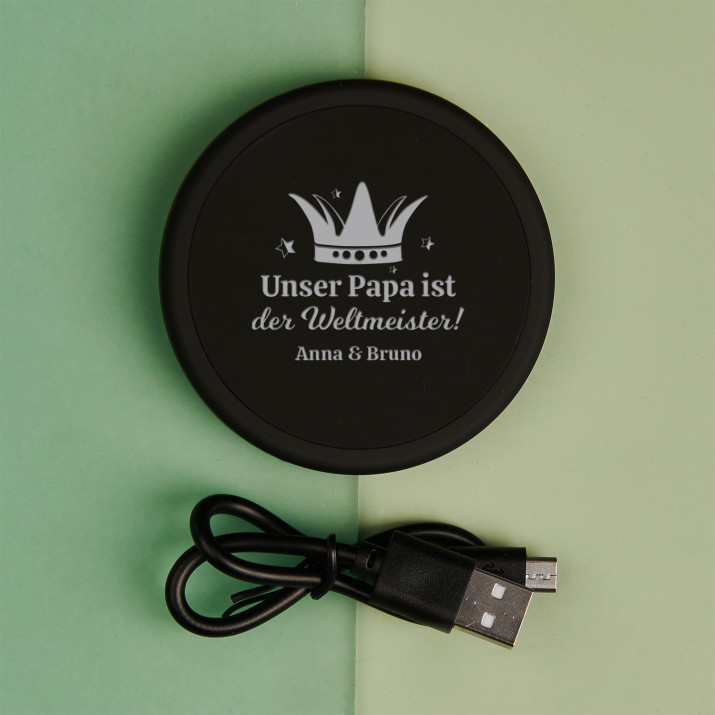 Papa der Weltmeister - Induktionsladegerät mit Beleuchtung