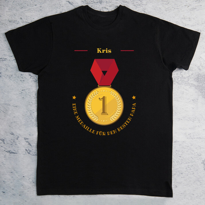 Medaille für Papa - Schwarzes T-Shirt für Herren
