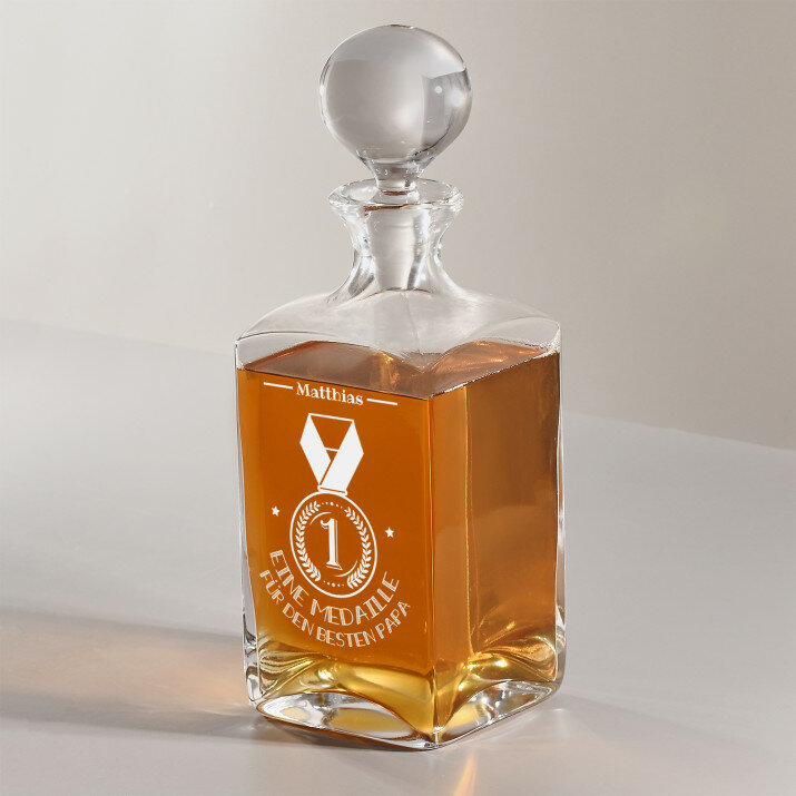 Medaille für Papa - Whiskykaraffe mit Gravur