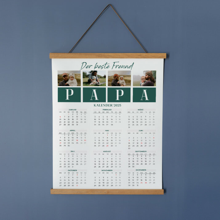 Papa der beste Freund - Poster-Kalender mit Holzleisten