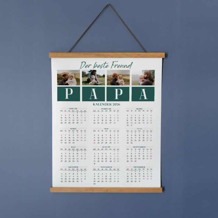 Papa der beste Freund - Poster-Kalender mit Holzleisten