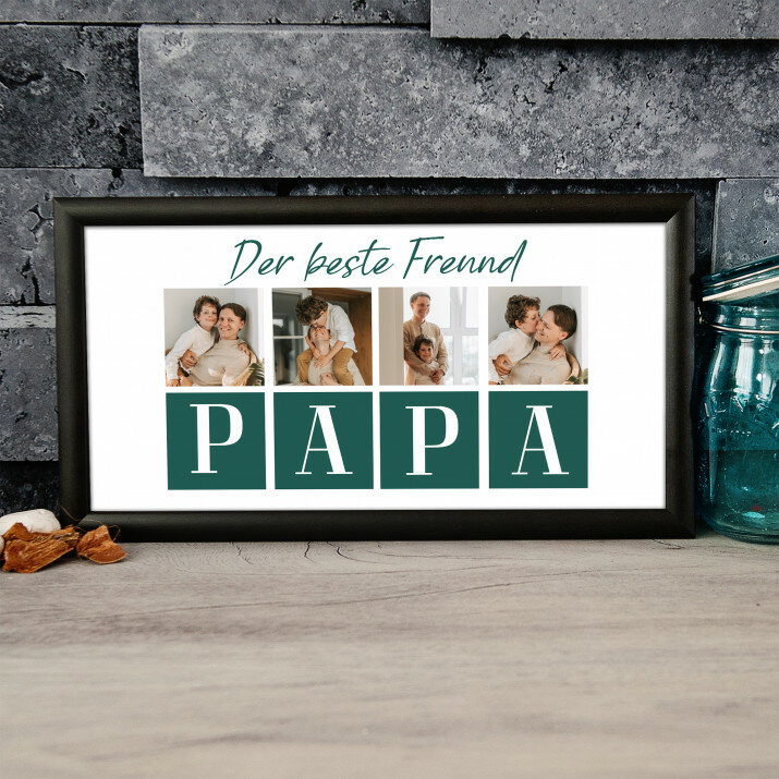 Papa der beste Freund - Kunstdruck mit Rahmen