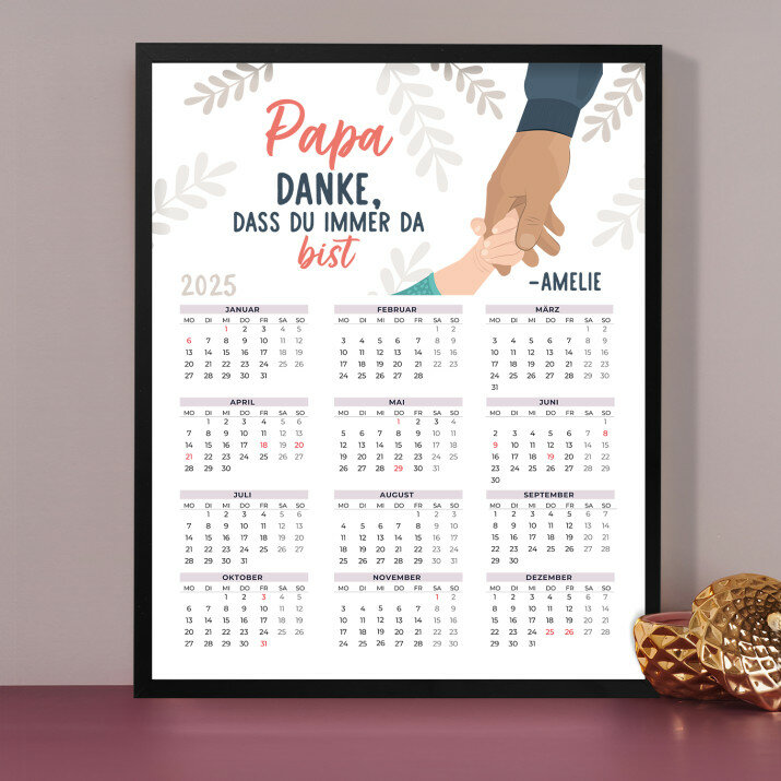 Papa, danke, dass du da bist - Kalender im Rahmen