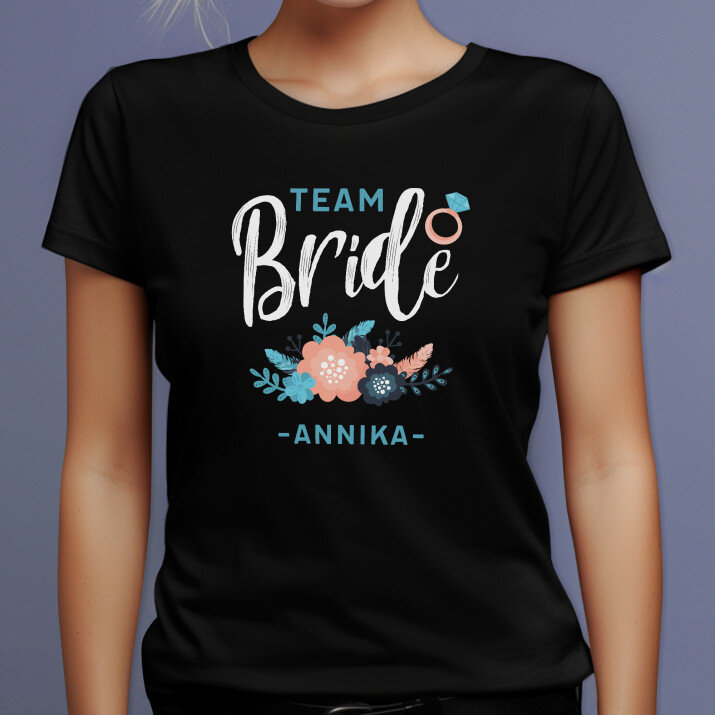 Team bride - Schwarzes T-Shirt für Damen