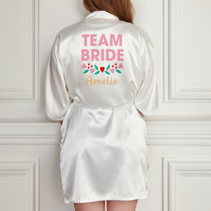team bride - Bademantel aus Satin 