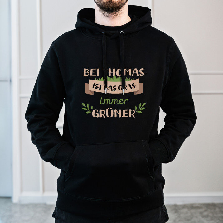 Das gras ist immer grüner - Schwarzer Kapuzenpullover für Herren