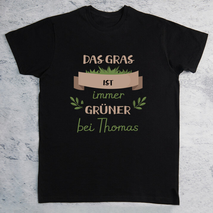 Das Gras ist immer grüner bei - Schwarzes T-Shirt für Herren