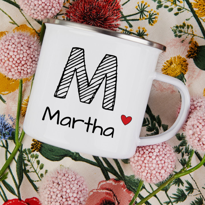 Dein Name - emaillierter Becher