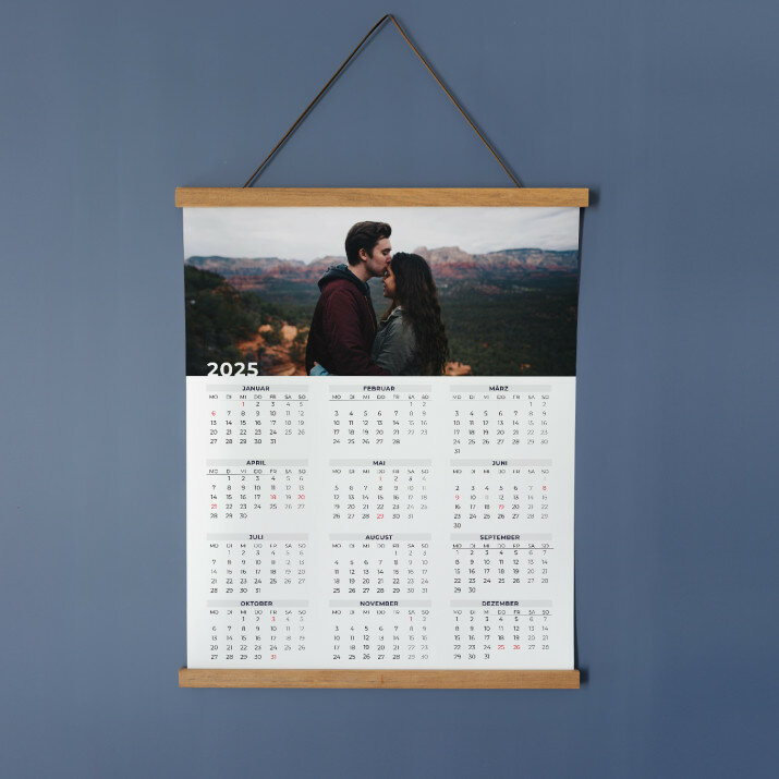 Ihr Foto - Poster-Kalender mit Holzleisten