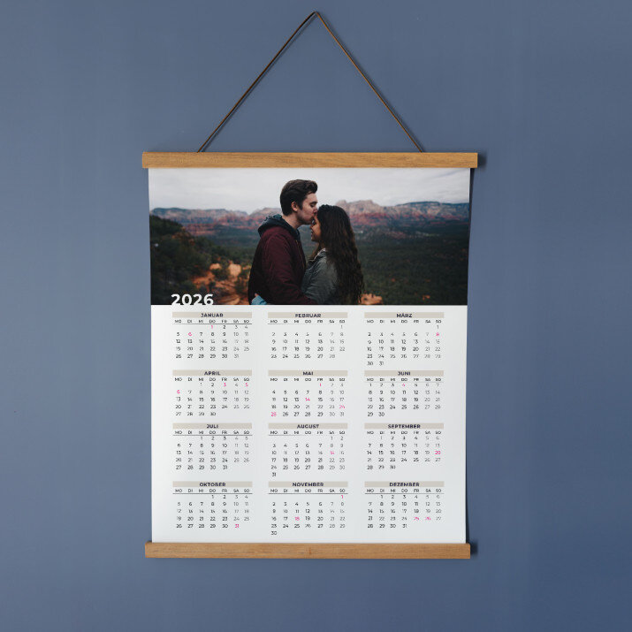 Ihr Foto - Poster-Kalender mit Holzleisten