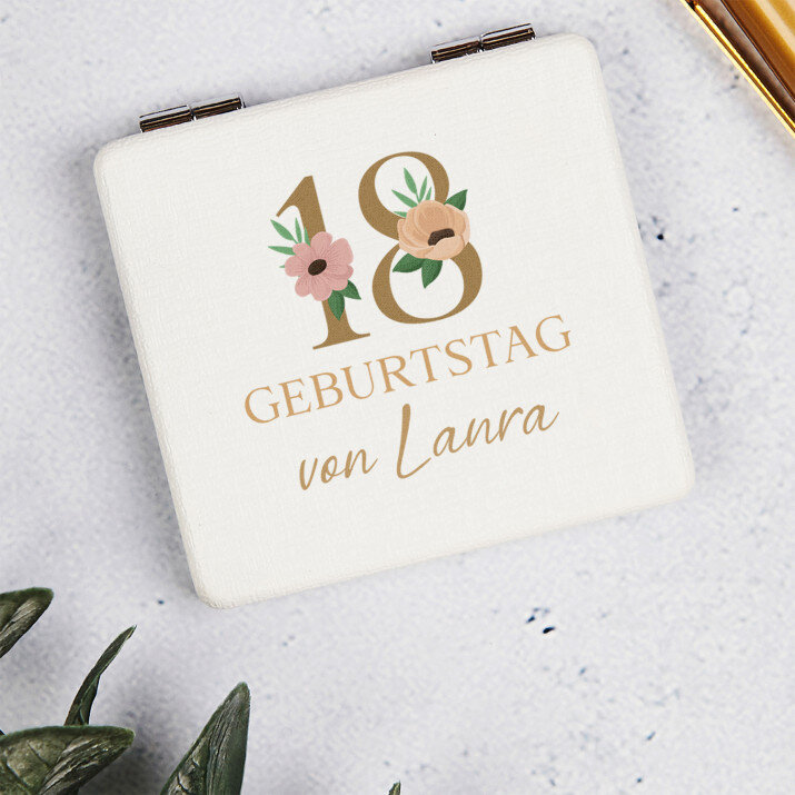 Initiale Name floral - Taschenspiegel