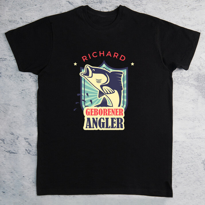 Geborener Angler - Schwarzes T-Shirt für Herren