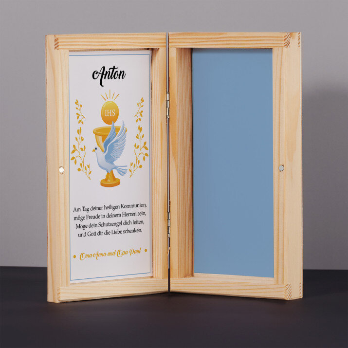 Am Tag deiner Erstkommunion - Geldgeschenkbox aus Holz