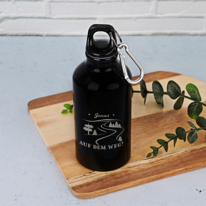 Auf dem Weg - Wasserflasche 0,4l mit Karabinerhaken