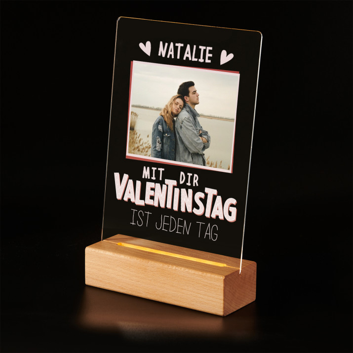 Valentinstag ist jeden Tag - Druck auf Acrylglas mit LED Beleuchtung