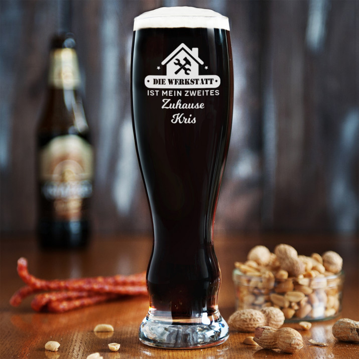 Mein zweites Zuhause - Bierglas mit Gravur