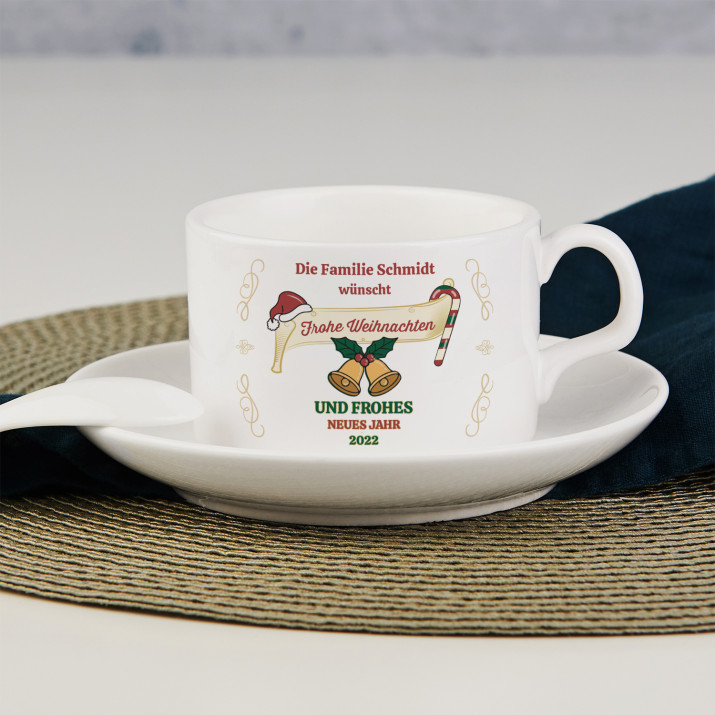 Frohes neues Jahr - Tasse mit Untertasse