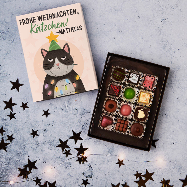 Frohe Weihnachten, Kätzchen - Belgische Pralinen