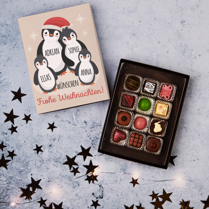 Frohe Weihnachten Pinguine - Belgische Pralinen