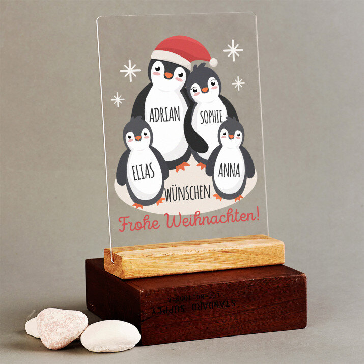 Frohe Weihnachten Pinguine - Druck auf Acrylglas