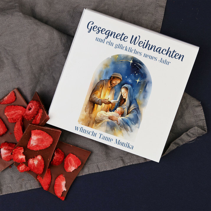 Gesegnete Weihnachten Krippe - Schokolade mit Erdbeeren