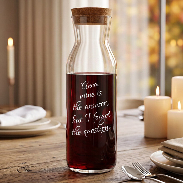 Wine is the answer - Karaffe mit Gravur