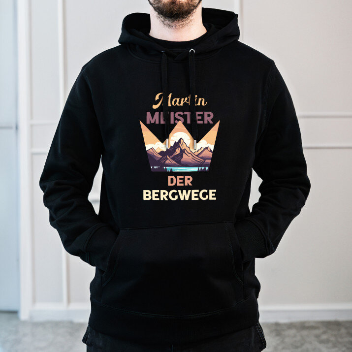 Meister der bergwege - Schwarzer Kapuzenpullover für Herren