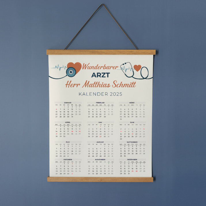 Wunderbarer Arzt - Poster-Kalender mit Holzleisten