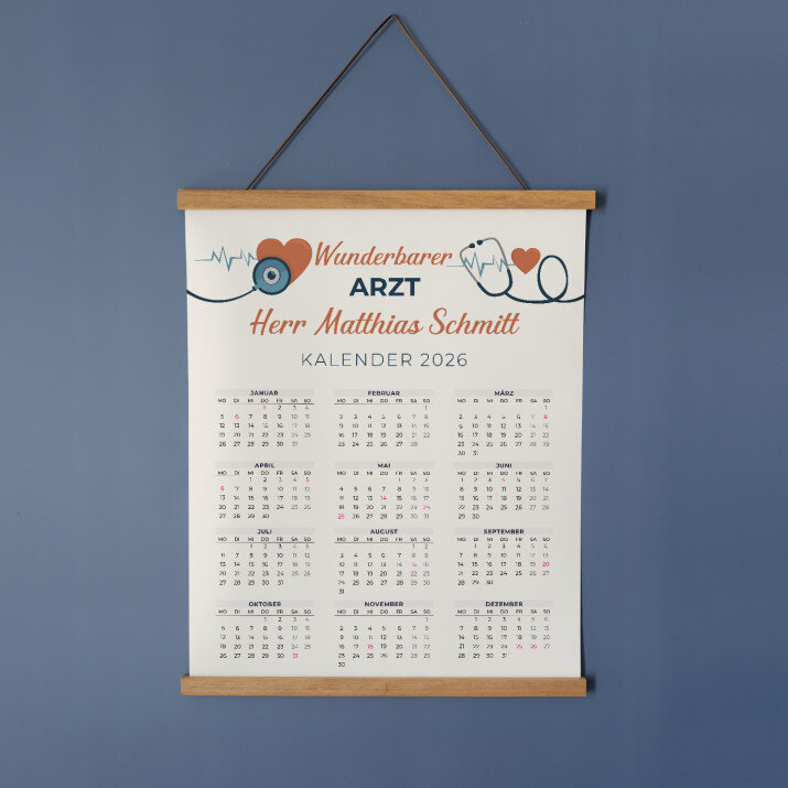 Wunderbarer Arzt - Poster-Kalender mit Holzleisten