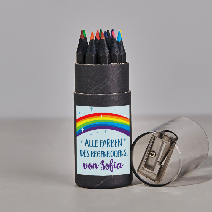 Alle Farben des Regenbogens - 12-Buntstifte Set in Dose