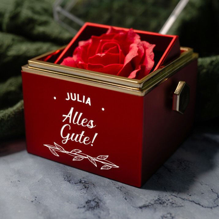 Alles gute - Schmuckkästchen mit einer Rose