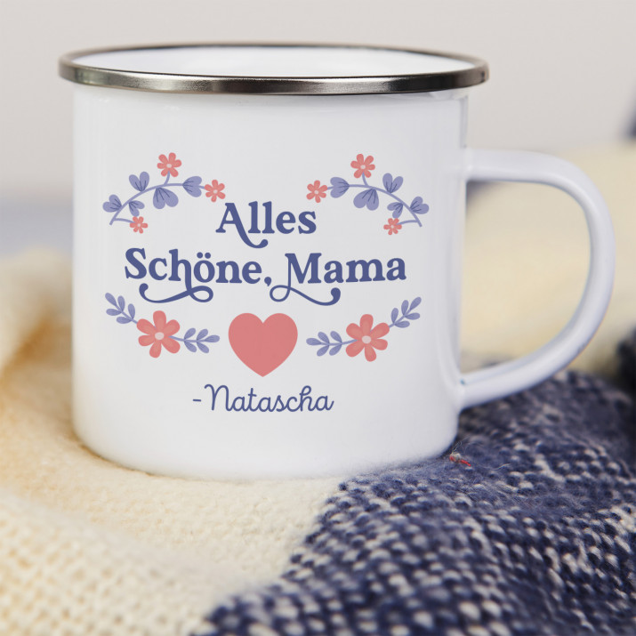Alles Schöne Mama - emaillierter Becher