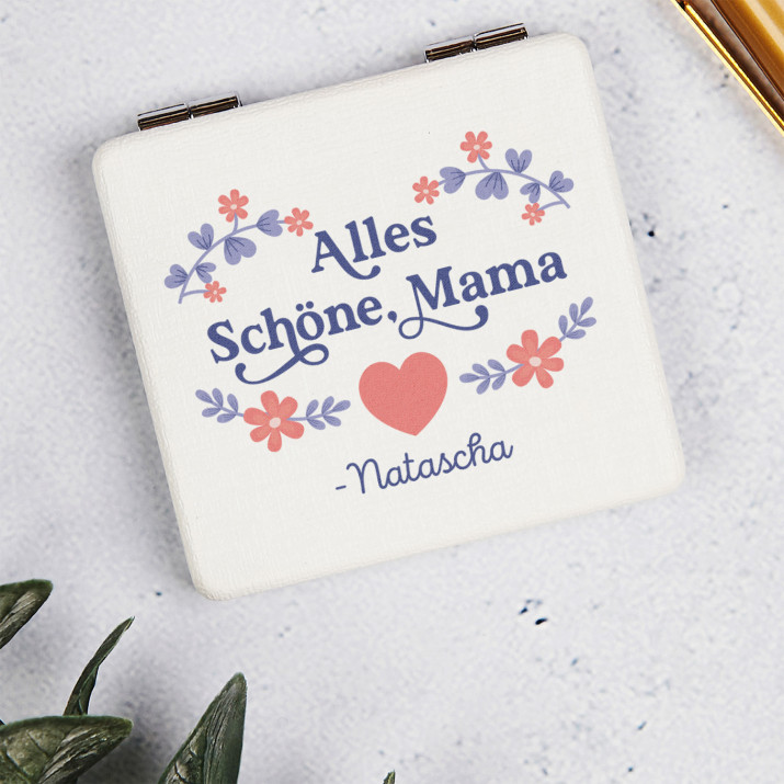Alles Schöne Mama - Taschenspiegel mit Aufdruck