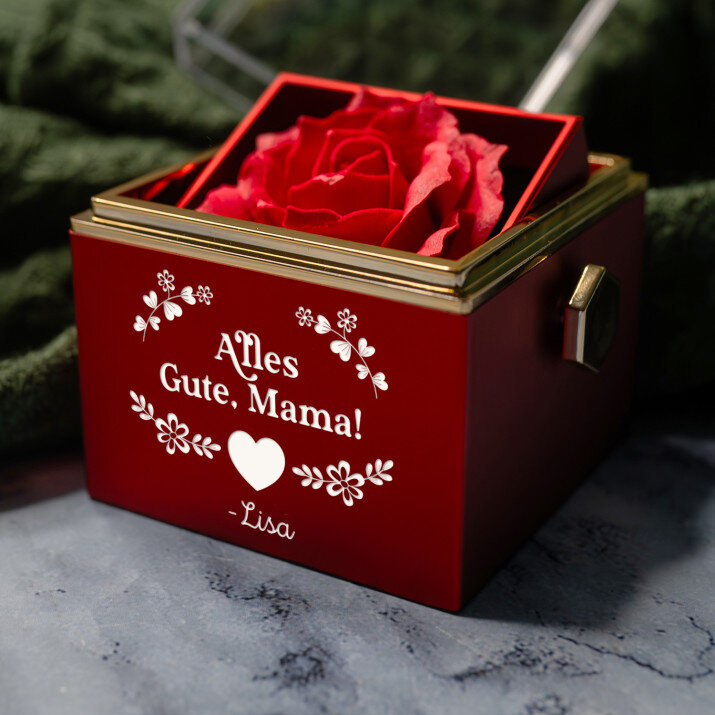 Alles gute, mama - Schmuckkästchen mit einer Rose