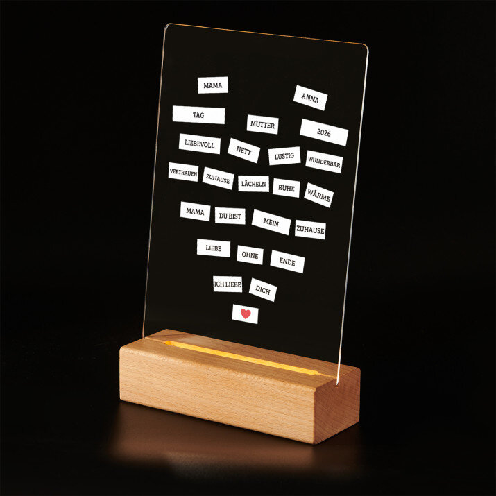 Bastelarbeit für Mama - Druck auf Acrylglas mit LED Beleuchtung