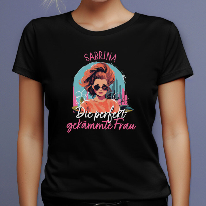 Perfekt gekämmte frau - Schwarzes T-Shirt für Damen