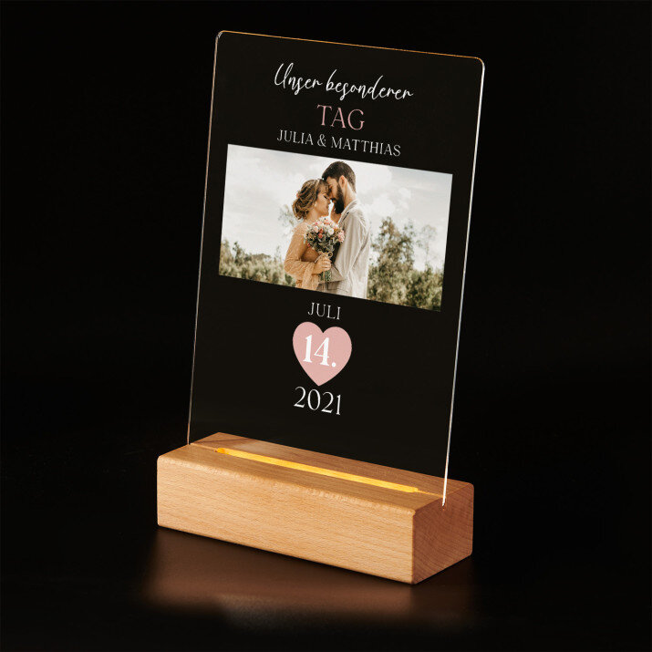 Unser besonderer Tag - Druck auf Acrylglas mit LED Beleuchtung