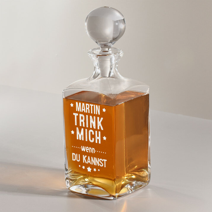 Trink mich - Whiskykaraffe mit Gravur
