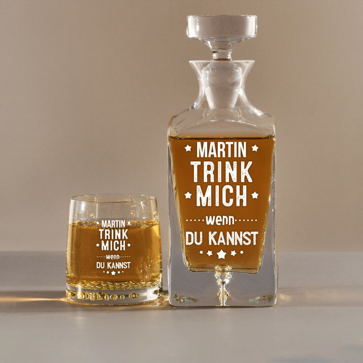 Trink mich - Set: Wshikykaraffe und Gläser mir Gravur