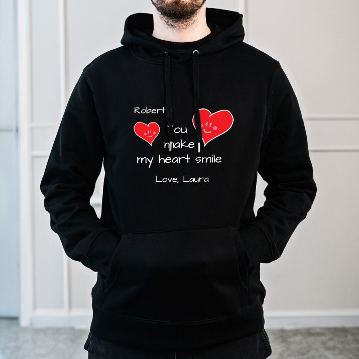 You make my heart smile - Schwarzer Kapuzenpullover für Herren