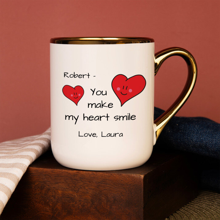 You make my heart smile - Ein Becher mit Goldrand