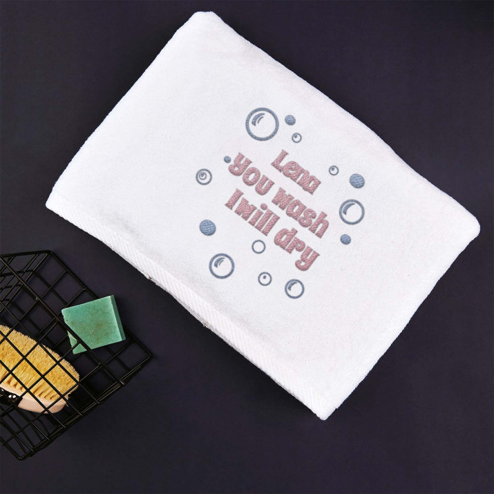 You wash - Handtuch mit Stickerei