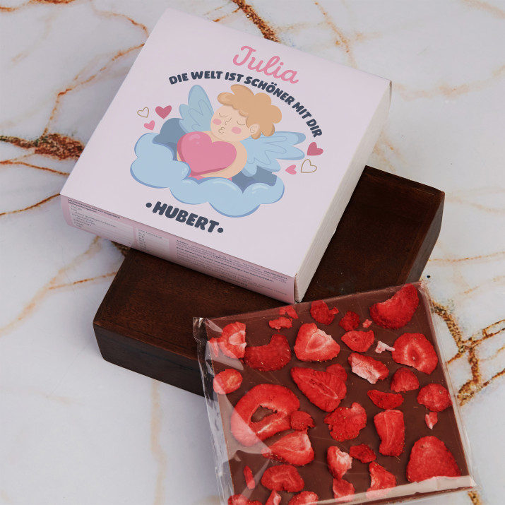 Die Welt ist schöner mit Dir - Schokolade mit Erdbeeren