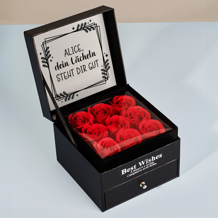 Dein Lächeln steht dir gut - Schmuckkästchen mit ewigen Rosen